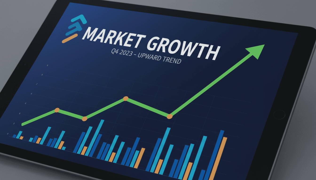 Financial growth chart on tablet screen