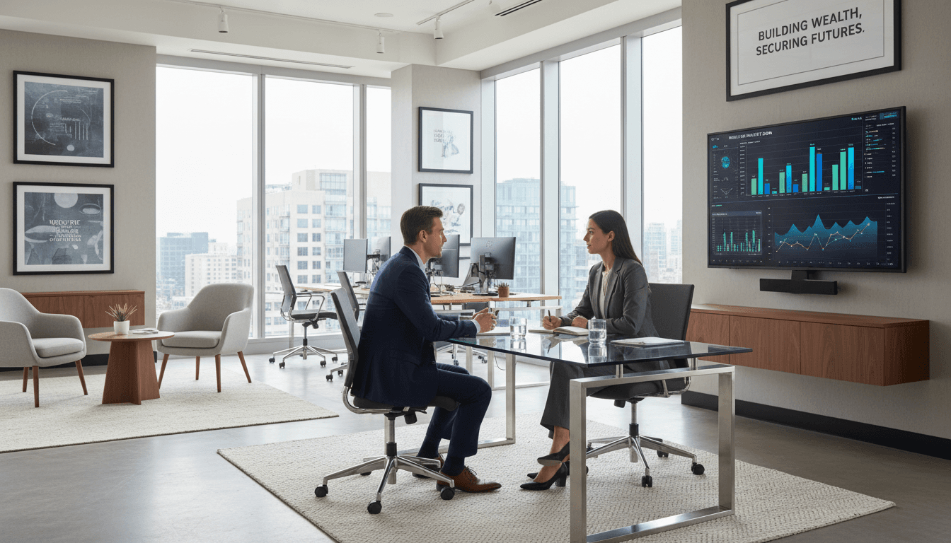 Financial advisor consulting with client in professional Sydney office