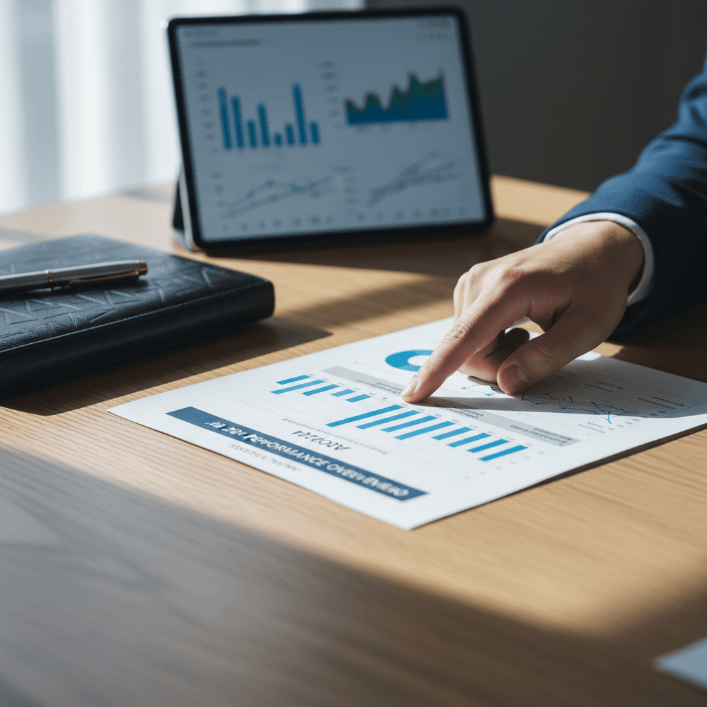 Financial advisor consulting with client at modern office desk